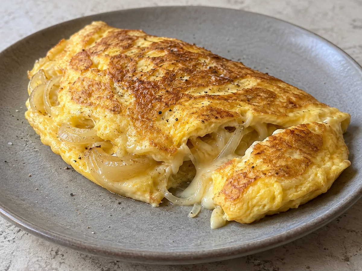 Omelette oignons et fromage