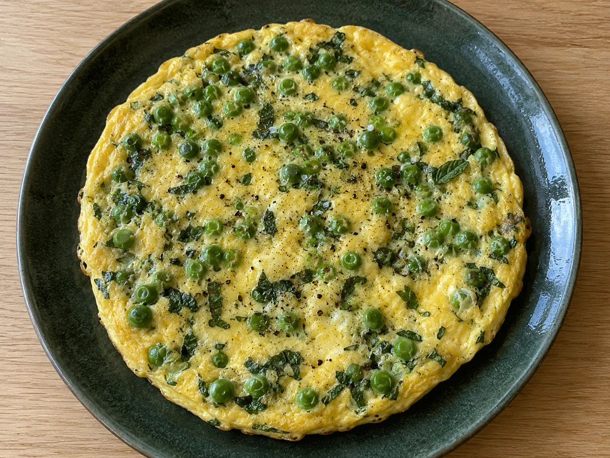 Omelette petits pois et menthe