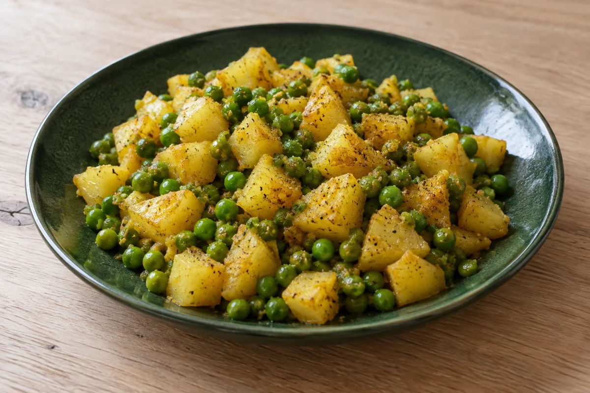 Poêlée de pommes de terre et petits pois